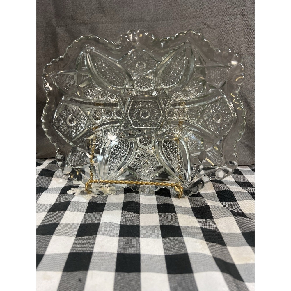 VTG Glass Serving Bowl Clear Daisy & Fine cut by Indiana 10 x 3 Rectangle (2571) - Picture 4 of 8